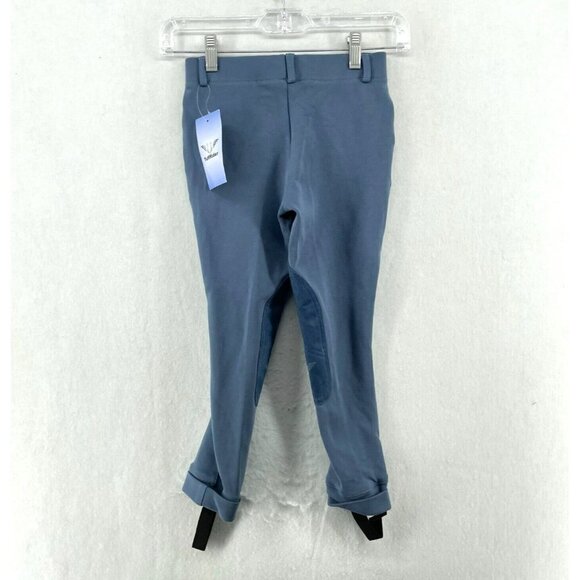 Tuff Rider Jods Riding PantsYouth Sz 6 Blue PullOn Starter Ultra Grip Knee Patch - Picture 2 of 13